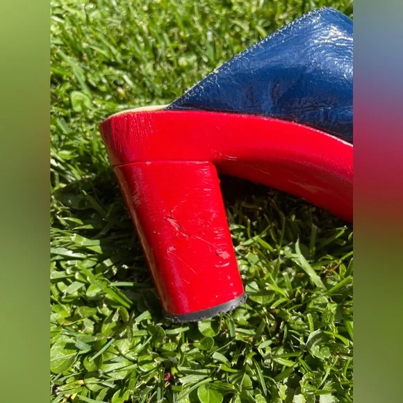 70s Vintage Red White and Blue Platform Clogs - Picture 11 of 14